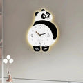 Clock with Pendulum and LED Light, Animal Swinging Silent Wall Clock Hanging Clock, Living Room and Kids Room, Home Decoration Hanging Clock for Birthday Party Gifts
